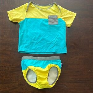 Patagonia Infant Toddler Swimwear Bikini Style two piece set Yellow and Blue